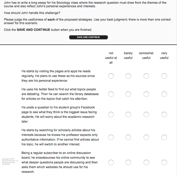 sample test item of problem solving